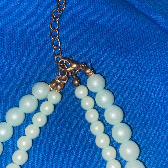 New Blue rhinestone aqua statement necklace - Picture 4 of 4